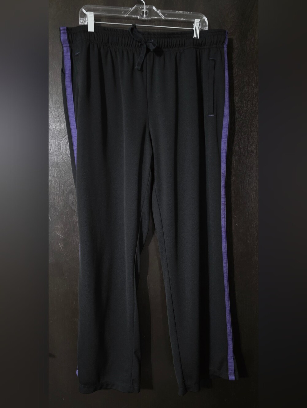 made for life Black Joggers Track Pants Purple Side Stripes Athletic Size 1X